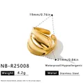Goldener unregelmäßiger geometrischer Edelstahlring mit 4,2 g Gewichtsangabe - Einstellbar Offen / Unregelmäßiger Flüssigmetall-Stil (NB-R25008) / Gold