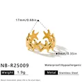 Goldener Seesternring Edelstahl 17mm Durchmesser 1.9g wasserdichter Schmuck - Einstellbar Offen / Seestern Hohl Gliederstil (NB-R25009) / Gold
