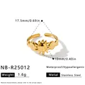 Verstellbarer Sonnen- und Mondring aus goldfarbenem Edelstahl, wasserfest und hypoallergen - Einstellbar Offen / Sonne Mond Sternenhimmel Reliefstil (NB-R25012) / Gold