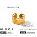 Geometrischer offener Ring aus goldfarbenem Edelstahl für Damen mit Maßen - Einstellbar Offen / Doppellagiger Unregelmäßiger Geometrischer Stil (NB-R25013) / Gold