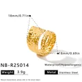 Goldener gehämmertes Edelstahl-Ring unregelmäßig wasserfest für Damen SKU NB-R25014 - Einstellbar Offen / Unregelmäßiger Gehämmerter Texturstil (NB-R25014) / Gold