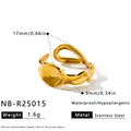 Unregelmäßiger goldener geometrischer Edelstahlring für Damen, wasserfest und allergikerfreundlich - Einstellbar Offen / Minimalistischer Unregelmäßiger Geometrischer Fluid-Stil (NB-R25015) / Gold