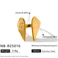 Vergoldeter Edelstahlring mit Engelsflügeln inklusive Maßen und technischen Spezifikationen - Einstellbar Offen / Engelsflügel Offen Stil (NB-R25016) / Gold