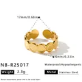 Eleganter vergoldeter Edelstahlring geometrisch offen mit Kreis-Motiv und Maßen - Einstellbar Offen / Massive Scheiben Patchwork Geometrischer Stil (NB-R25017) / Gold