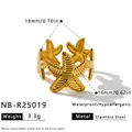 Goldener Seestern-Ring aus Edelstahl, wasserfester und hypoallergener Modeschmuck. - Einstellbar Offen / Seestern Wraparound-Designstil (NB-R25019) / Gold