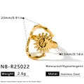 Stilvoller goldener unregelmäßiger Sonnenring aus Edelstahl, 2,6g wasserfester Hypoallergen-Schmuck - Einstellbar Offen / Sonne Lächeln Geometrischer Rahmenstil (NB-R25022) / Gold
