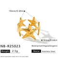 Goldener Seesternring aus Edelstahl, wasserfester und hypoallergener Modeschmuck - Einstellbar Offen / Mehrstern Gliederstil Offen (NB-R25023) / Gold