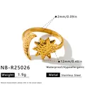 Verstellbarer Sonnen-Mond-Ring aus Gold-Edelstahl mit technischen Daten zu Größe und Gewicht - Einstellbar Offen / Sonne Mond Offen Reliefstil (NB-R25026) / Gold