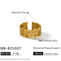 Eleganter goldener Edelstahlring mit unregelmäßigem geometrischem Muster - Einstellbar Offen / Unregelmäßiger Geometrischer Webstil (NB-R25027) / Gold