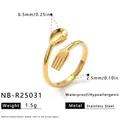Einzigartiger vergoldeter Edelstahl Gabel und Löffel Wickelring für Damen, verstellbar - Einstellbar Offen / Gabel Löffel Kreativ Offen Stil (NB-R25031) / Gold