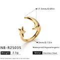 Verstellbarer Stern und Mond Ring aus wasserfestem Edelstahl, goldene Damen Schmuck - Einstellbar Offen / Stern Mond Form Offen Stil (NB-R25035) / Gold