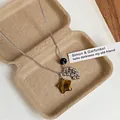 Minimalistische ketting met sterhanger en tijgeroog hars kralen voor dames, stijlvol - Pentagram Textuur-Zilver-Koffie