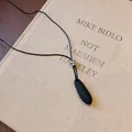 Minimalistische matzwarte hars ketting met zilveren kraal op vintage boekdecor - Waterdruppel Hanger-Zwart-Mat