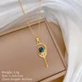 Close-up of luxury starry sky stone necklace with scepter pendant and crystal accents - 权杖弯月款式(F513) / 1 Piece / Gold