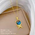 Macro detail of starry stone pendant necklace with size and weight parameters shown - Cat Silhouette Style (H152) / 1 Piece / Gold