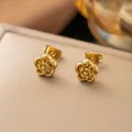 Elegant 18k gold plated camellia stud earrings in titanium steel for women - Camellia Stud Earrings (Gold)