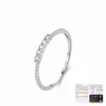 Elegante S925 zilveren ring met kralenrand en schitterende D-kleur moissaniet stenen - Amerikaanse maat 5 / Dunne Ring met Kraalrand (MSR0294) / Met GRA-certificaat / Zilver