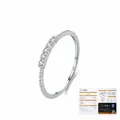 Elegante S925 zilveren ring met kralenrand en schitterende D-kleur moissaniet stenen - Amerikaanse maat 5 / Dunne Ring met Kraalrand (MSR0294) / Met GRA-certificaat / Zilver