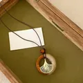 Collana con anello in legno retrò con ciondolo a foglia di ginkgo dorata e canapa - Foglia di Ginkgo Legno (39#)