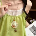 Collana fatta a mano con mini cappello di paglia e ciondolo a ghianda stile bohémien - Cappello di Paglia Ghianda (59#)