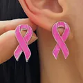 Elegante rosa Schleifen Ohrringe Brustkrebs Bewusstsein für Damen hochwertiger Schmuck - Rosa Band Stil (A-1264)