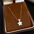 Exquisite goldene Halskette im französischen Stil mit eleganten Doppelstern-Anhängern - 43# Halskette Französischer Doppel-Pentagramm