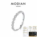 Anillo eternity de plata de ley 925 con moissanita engastada geométrica para las mujeres - Talla US 5 / Set Con Certificado GRA / Plateado