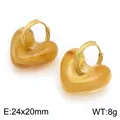 Vintage amberkleurige hars hart oorbellen met gouden gedraaide titanium ringen, 24x20mm - 24x20mm / Oranje Barnsteen