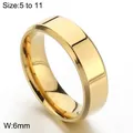 Bague classique en acier inoxydable poli doré d'une largeur de 6 mm et fini lisse - Taille 5 / Bague Polie (KR102950-WGBL) / 6mm Paquet / Or