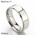 Bague anneau de 6mm en acier inoxydable argenté poli, tailles US allant de 5 à 11 - Taille 5 / Bague Polie (KR102953-WGBL) / 6mm Paquet / Acier