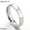 Bague anneau minimaliste en acier inoxydable argenté de 4mm, tailles disponibles 5 à 11 - Taille 5 / Bague Polie (KR102949-WGBL) / 4mm Paquet / Acier