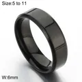 Minimalist 6mm black polished stainless steel band ring for men and women size 5-11 - Polished Ring (KR102951-WGBL)