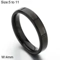 Minimalist black stainless steel polished band ring, 4mm width, available in sizes 5 to 11 - Polished Ring (KR102947-WGBL)