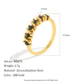 Luxury 18K gold plated stainless steel ring featuring circular green zircon stones inlay - Gold - Round Green Zirconia (R5675_GG)