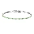 Elegant stainless steel tennis bracelet featuring light green birthstone zircon stones - 17cm / Silver - August - Light Green