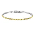 Elegant stainless steel tennis bracelet with sparkling yellow cubic zirconia stones - 17cm / Silver - November - Daffodil Yellow