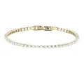 Vergoldetes Tennisarmband aus Edelstahl mit klaren Zirkonia-Steinen - 17cm / Gold - April - Weißer Kristall