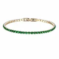 Elegantes vergoldetes Edelstahl-Tennisarmband mit funkelnden grünen Zirkonsteinen. - 17cm / Gold - Mai - Smaragdgrün