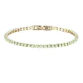 Elegantes goldenes Edelstahl Tennisarmband mit hellgrünen Geburtsstein Zirkonia - 17cm / Gold - August - Hellgrün