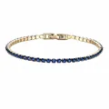 Elegantes vergoldetes Tennisarmband aus Edelstahl mit dunkelblauen Zirkon-Geburtssteinen - 17cm / Gold - September - Saphirblau