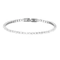 Silbernes Edelstahl-Tennisarmband mit klaren Zirkonia-Geburtssteinen für moderne Damen - 17cm / Silber - April - Weißer Kristall