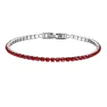 Eleganter Tennisarmband aus Edelstahl mit leuchtend roten Zirkonia-Steinen für Damen - 17cm / Silber - Januar - Tiefrot