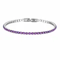 Edelstahl Tennisarmband mit lila Zirkoniasteinen und sicherem Verschluss für Damen. - 17cm / Silber - Februar - Lavendel