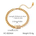 Detailansicht des goldfarbenen Panzerarmbands mit Kristallschloss und Maßen. - Panzerkette Armband (HC-B20464) / Gold