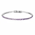 Elegantes Tennisarmband aus Edelstahl mit lila Amethyst-Zirkonia-Steinen besetzt - 17cm / Silber - Juni - Amethyst
