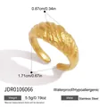 Adjustable gold hammered texture stainless steel ring, waterproof and hypoallergenic jewelry - Adjustable / Wave Irregular Texture Open Style (JDR0106066) / Inner Diameter 1.71cm