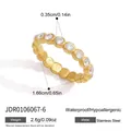 Gold hammered stainless steel ring with zircons showing dimensions and weight info - Size 6 / Pave Rhinestone Eternity Band Style (JDR0106067) / Inner Diameter 1.66cm