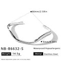Detailed dimensions and material view of irregular wave stainless steel cuff bracelet - Silver Irregular Wave Style (NB-B6632-S) / 18K Gold