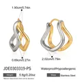 Dimensions détaillées et matériaux pour boucles d'oreilles vintage en acier inoxydable - Style Bicolore Or et Argent (JDE0303319-PS)