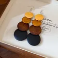 Maillard style tiered gradient circular drop earrings with warm earthy tones for autumn - Gradient Circle Slices Style / Coffee Gradient
